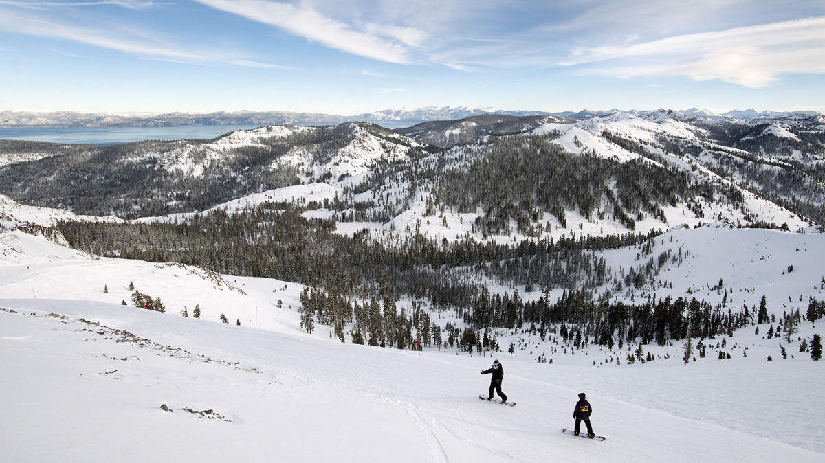 Snowboarders make their way down a run at Squaw Valley on Feb. 1, 2016.
