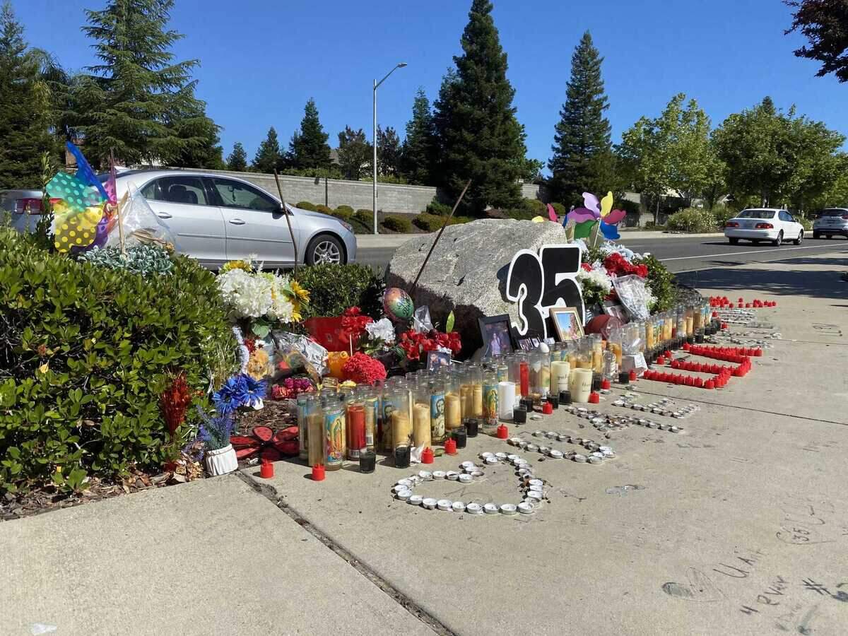 Families and friends created a makeshift memorial after the March 19, 2022, death of Anthony Williams not far from where he was struck by a vehicle on Lonetree Boulevard near Adams Drive in Rocklin, California.