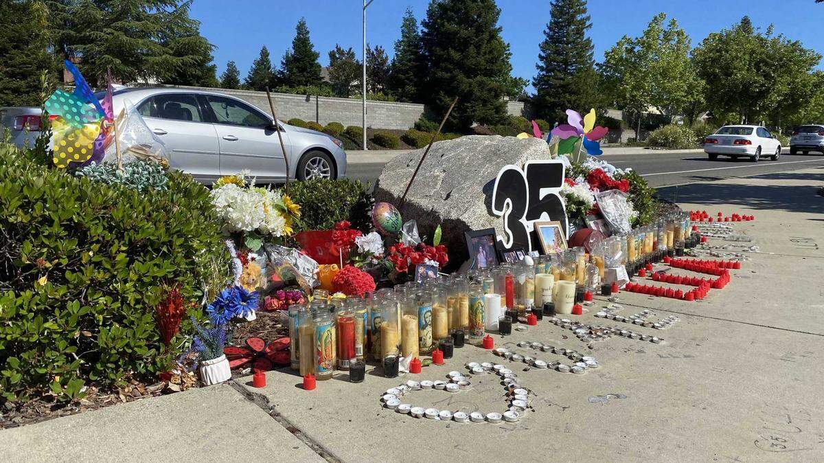 Families and friends created a makeshift memorial after the March 19, 2022, death of Anthony Williams not far from where he was struck by a vehicle on Lonetree Boulevard near Adams Drive in Rocklin, California.
