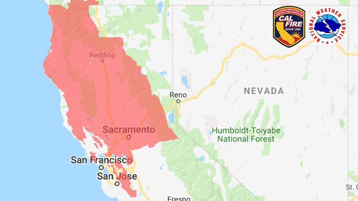Cal Fire issued a Red Flag Warning on Oct. 13, 2018 lasting through Tuesday for much of Northern California due to high winds.