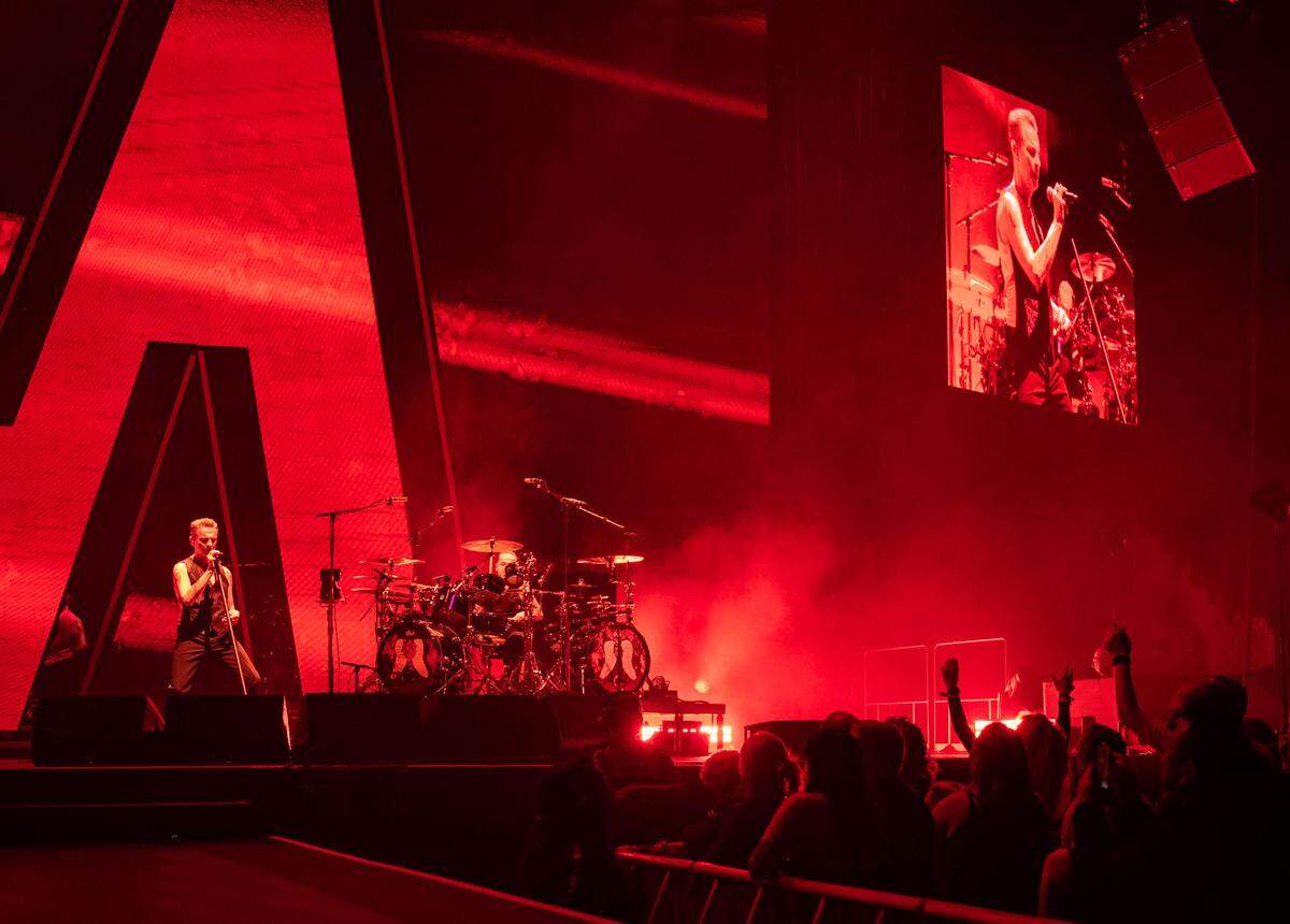 Depeche Mode vocalist Dave Gahan sings during the sold-out concert at Golden 1 Center on Thursday, March 23, 2023, the first show of the band’s “Memento Mori” world tour.