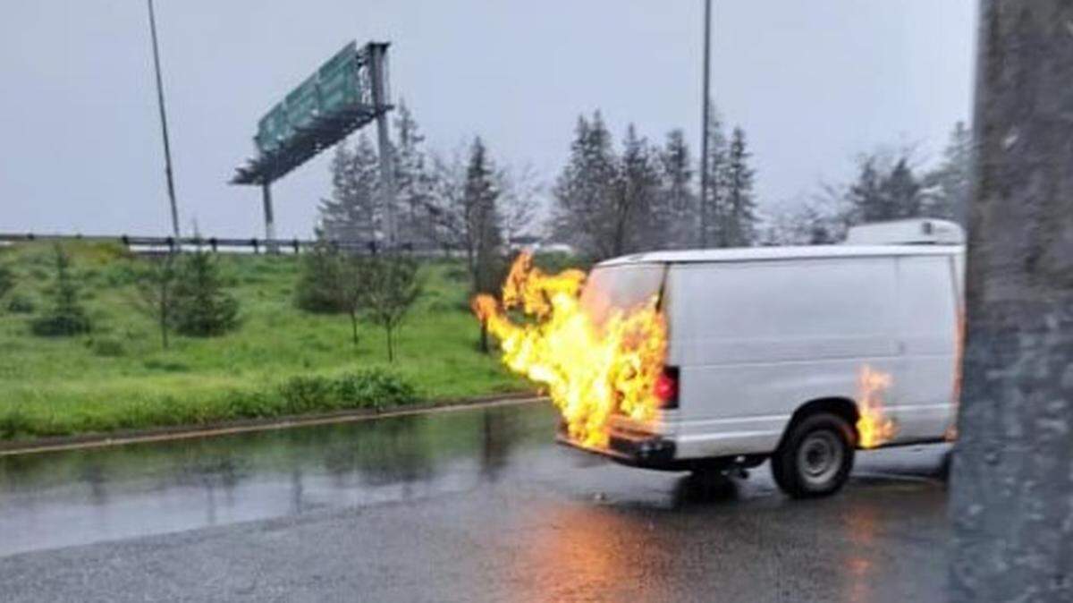 A van packed with bags of butane-soaked marijuana exploded and caught fire on Highway 101 in Santa Rosa, California firefighters say.