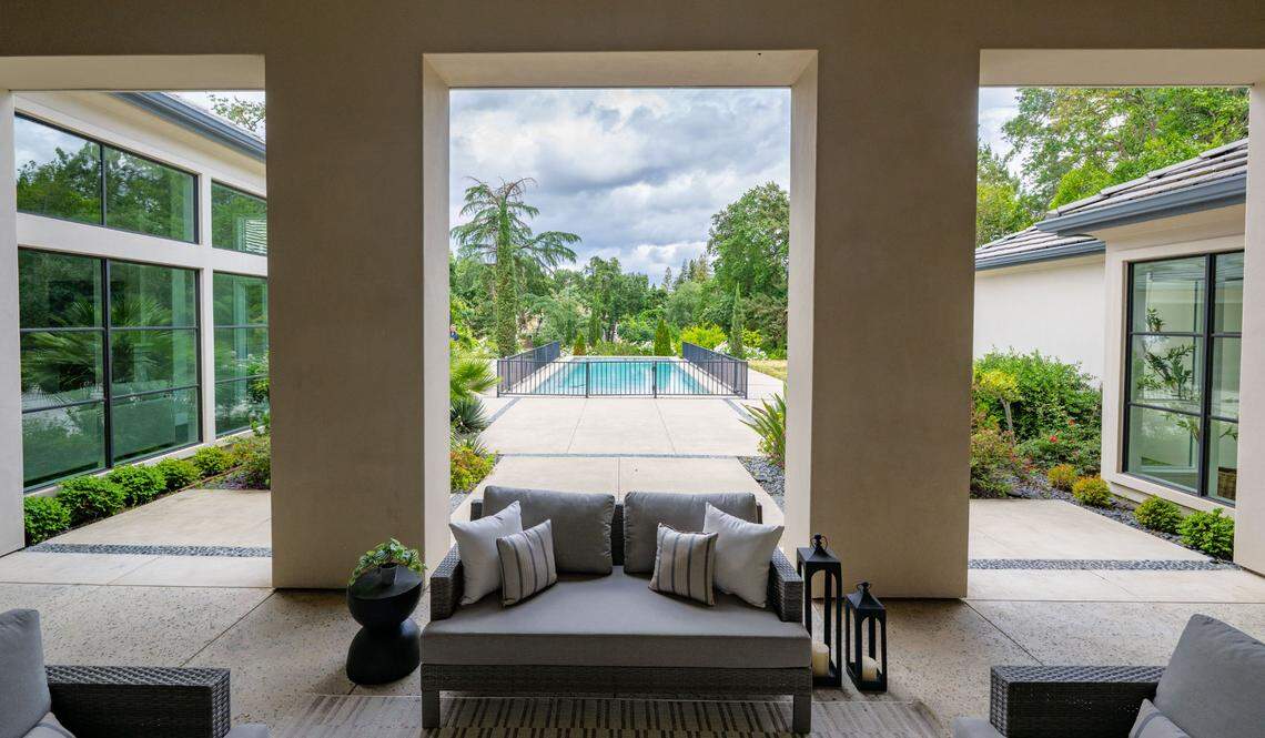 The former home of NBA star De’Aaron Fox has an indoor-outdoor entertaining space the focuses on the properties’ centerpiece pool. The Carmichael home was listed for $3.1 million on Monday, May 12, 2025.