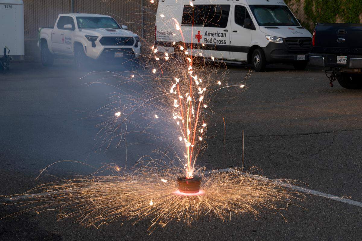 Phantom Fireworks’ Radioactive Spark box spins multi-colored light in all directions in the parking lot of Sacramento Fire Department Station 19 on Thursday, June 19. It is The Bee’s No. 1 pick thanks mostly to its grand gyrations.