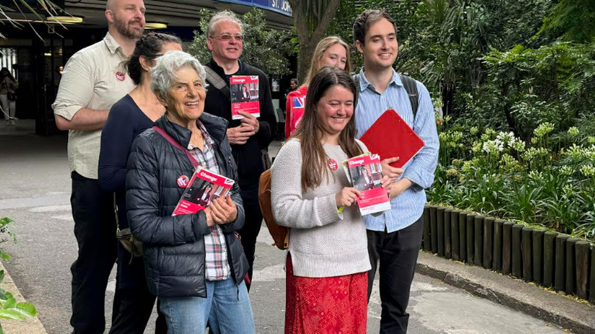 Labour Party canvassers in a London neighborhood.