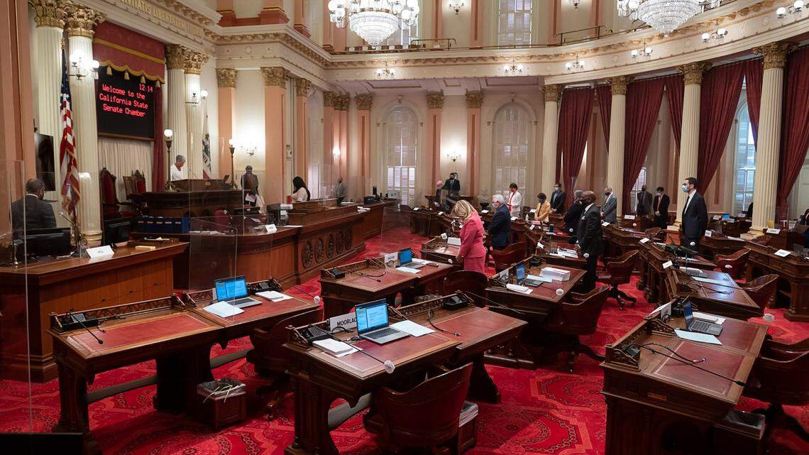 The California Senate chambers in an August 2020 file photo.