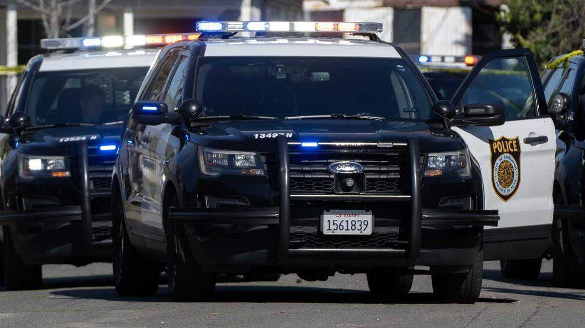 Sacramento police vehicles are photographed in February 2023.