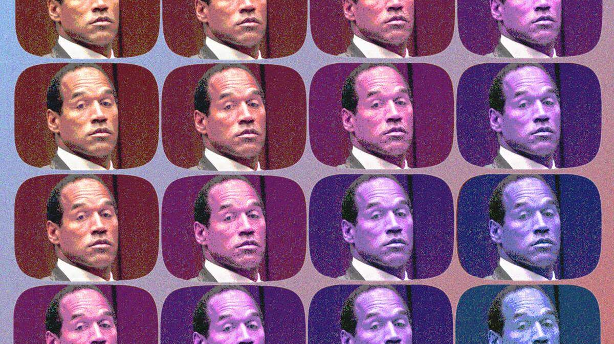 OJ Simpson commemorated in a photo illustration at the time of his acquittal of murder charges in 1995