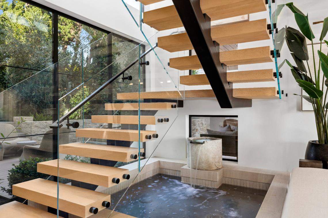 The 6,500-square-foot interior is sleek.