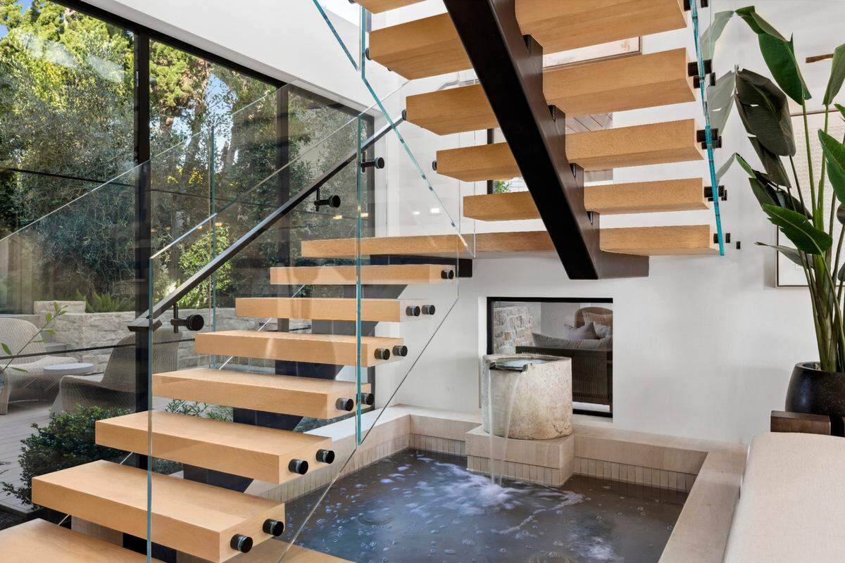 The 6,500-square-foot interior is sleek.