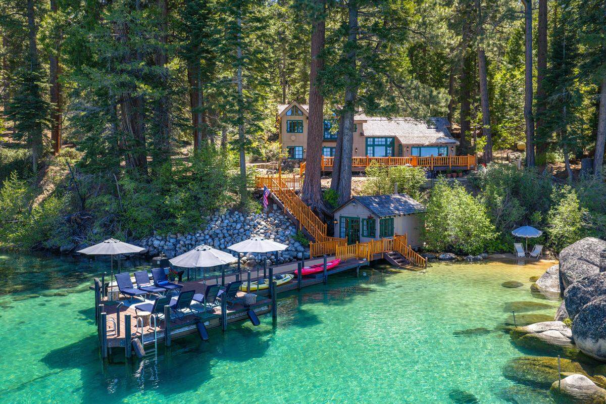 Secret Harbor, a nearly century-old, off-the-grid Lake Tahoe compound set on about two acres of grandfathered lakefront in the national forest has hit the market for $18 million.