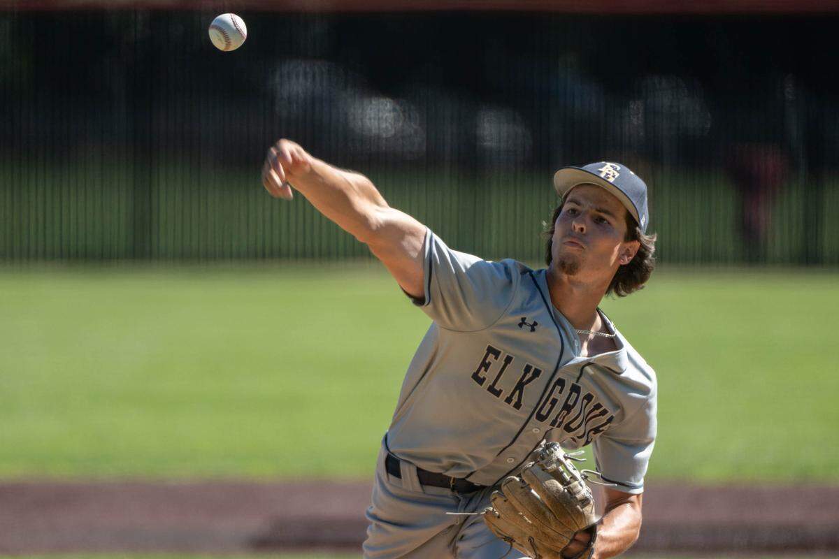 Elk Grove Thundering Herd pitcher Anthony Bascherini throws against the Jesuit Marauders during a CIF Sac-Joaquin Section Division II baseball semifinal game at Jesuit High School on Thursday in Carmichael.