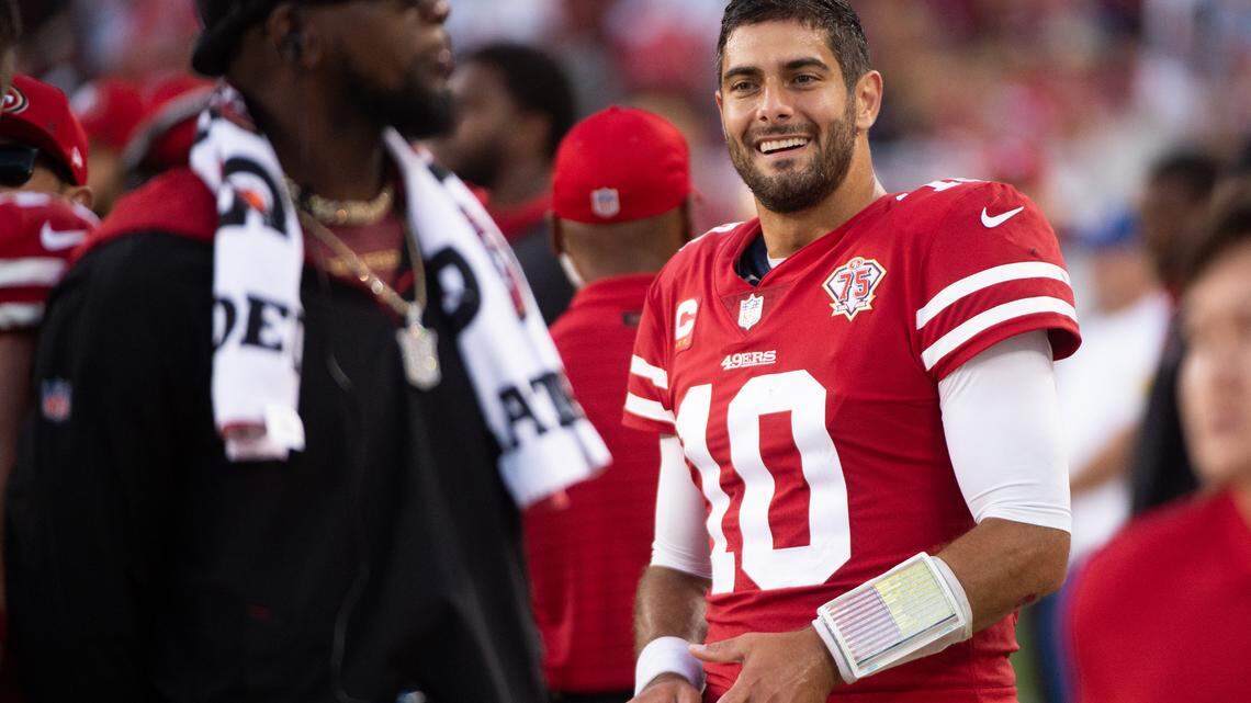 Former San Francisco 49ers quarterback Jimmy Garoppolo agreed to a deal with the Las Vegas Raiders on Monday, March 13, 2023.