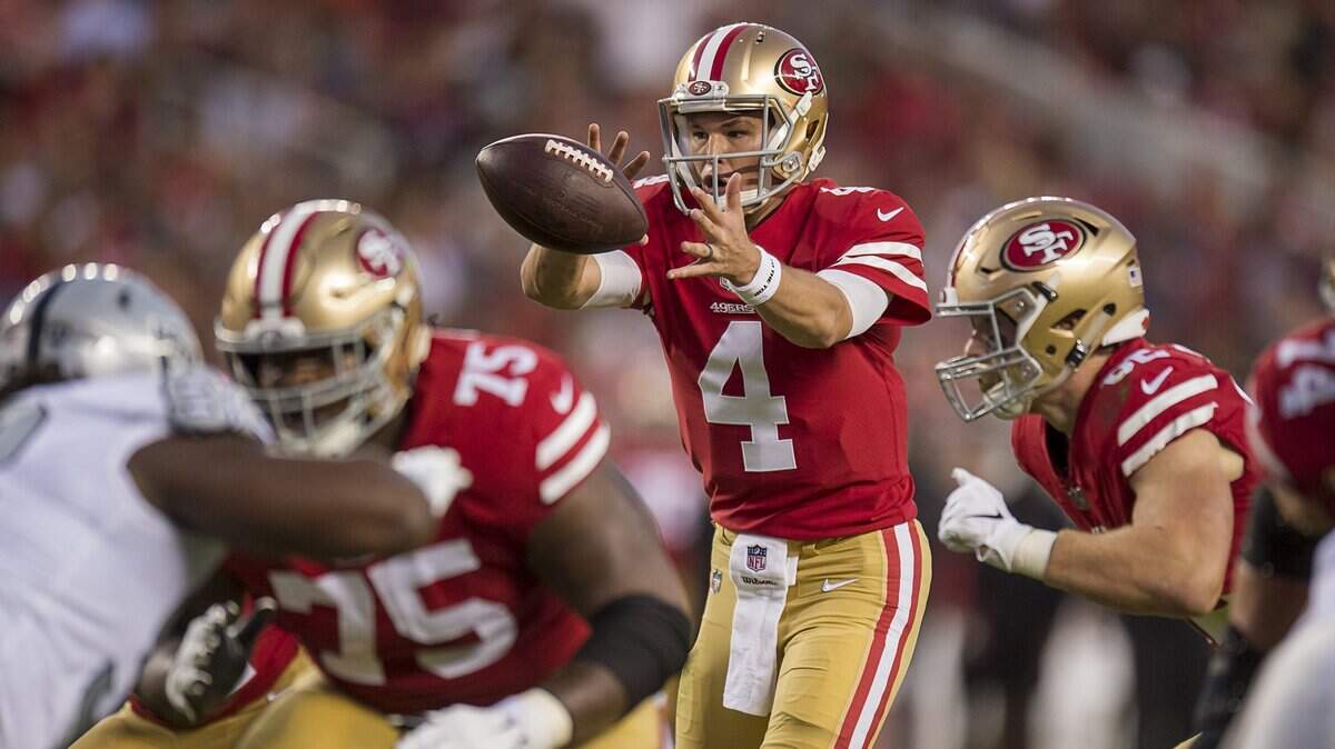 In spite of Nick Mullens’ standout performances in the past five games, 49ers head coach Kyle Shanahan says he’s on equal footing with C.J. Beathard on the QB depth chart.