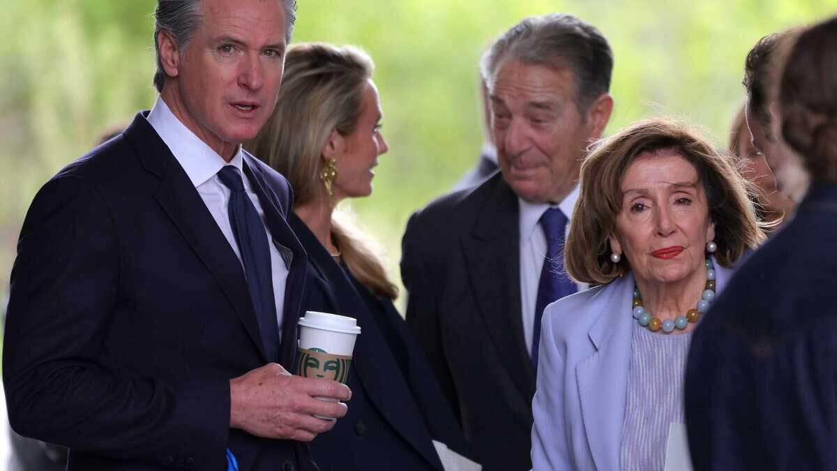California Gov. Gavin Newsom and former Speaker of the House Nancy Pelosi, D-San Francisco, attend the Barack Obama Presidential Center dedication ceremony in Chicago, Illinois.