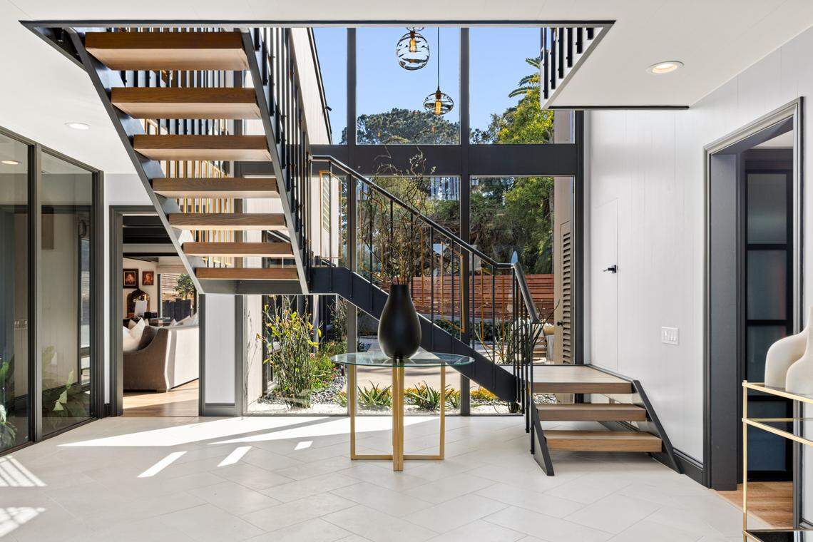 The Sotheby’s International Realty description says: “Built by renowned contractor Dave Fleet, this residence showcases a perfect blend of innovative design and timeless elegance.”