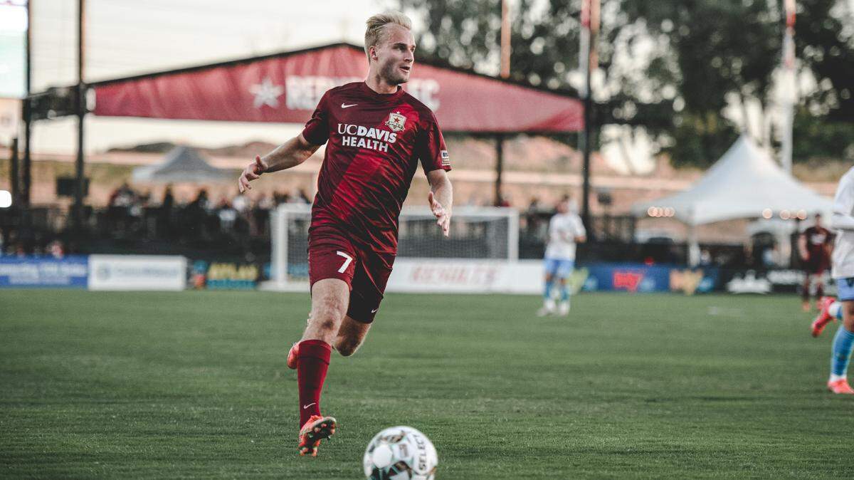 Tucker Bone sizes up an opportunity during a Sacramento Republic game.