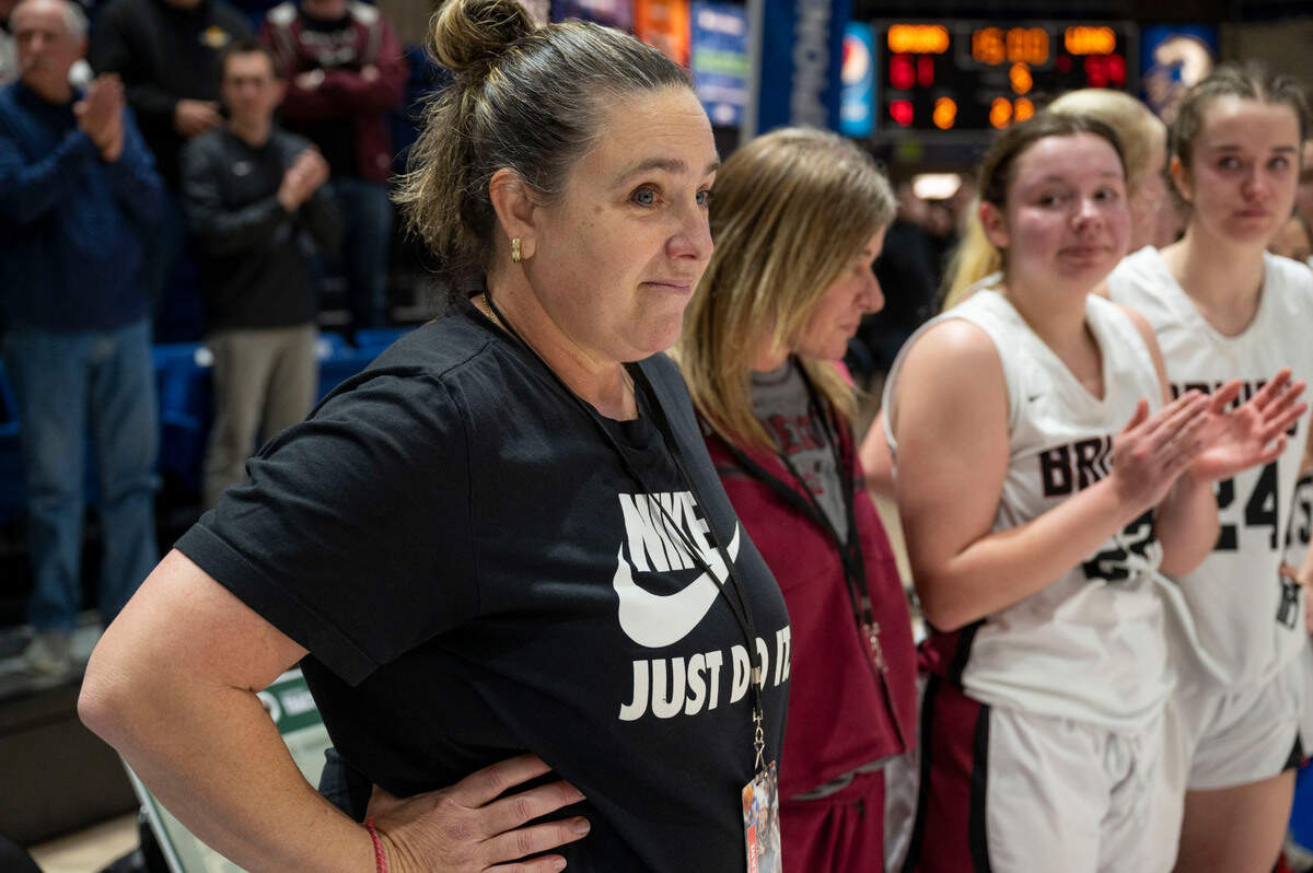Bear River High School girls basketball coach Jenn Krill was moved to tears after her team beat Valley Christian Academy in the CIF Sac-Joaquin Section Division V girls basketball championship game on Friday at UC Davis.