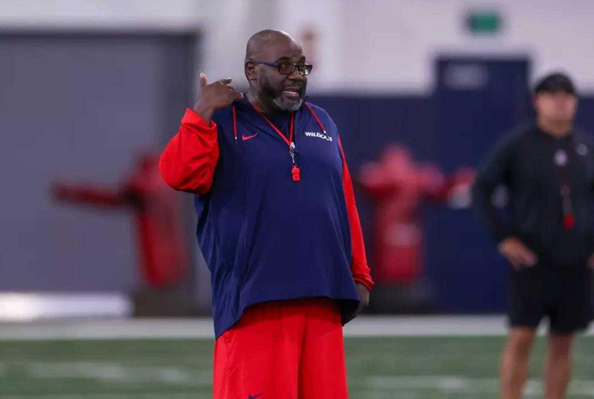 Alonzo Carter coaches players during a practice at Arizona State in 2024. Carter was introduced as the new head football coach at Sacramento State on Thursday, becoming the 14th person to lead the program in 72 years.