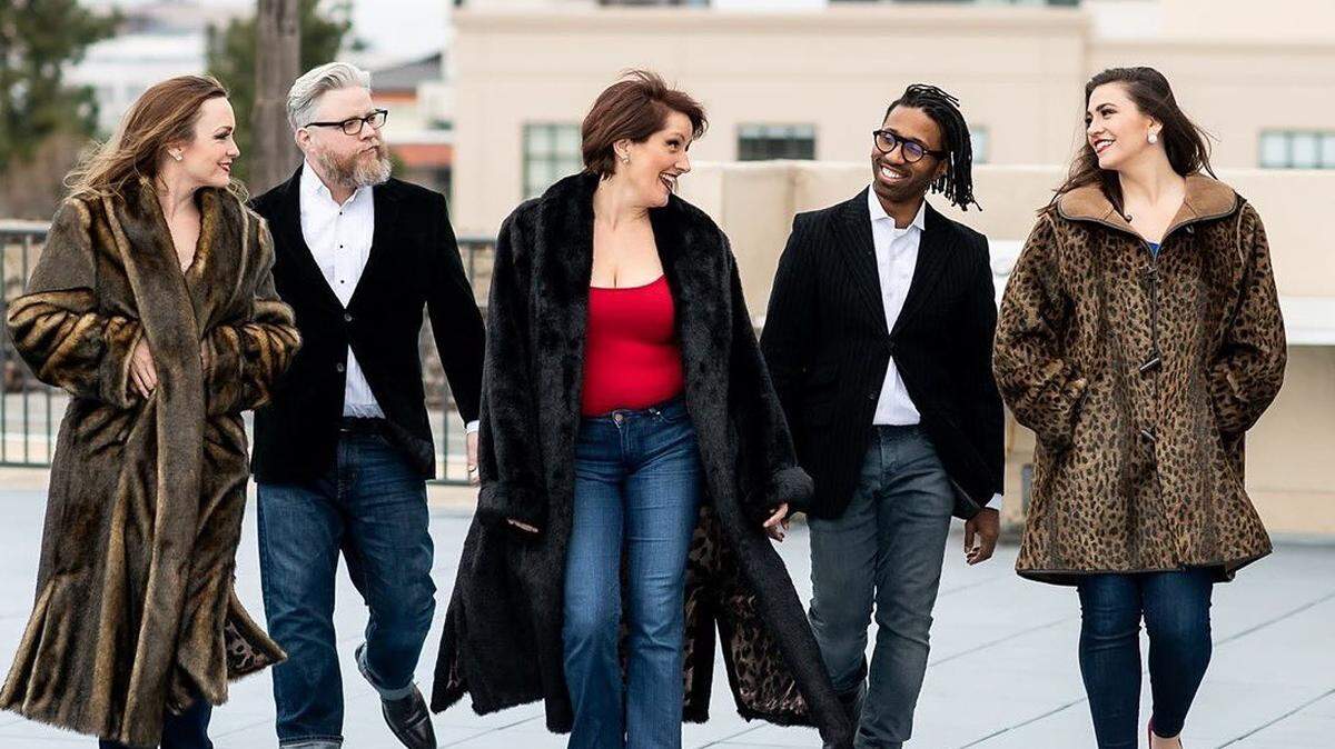 Rogue Music Project members Jennifer Reason, left, Kevin Doherty, Carrie Hennessey, Omari Tau and Sarah Fitch. The group is taking on opera at downtown’s Magpie Café.