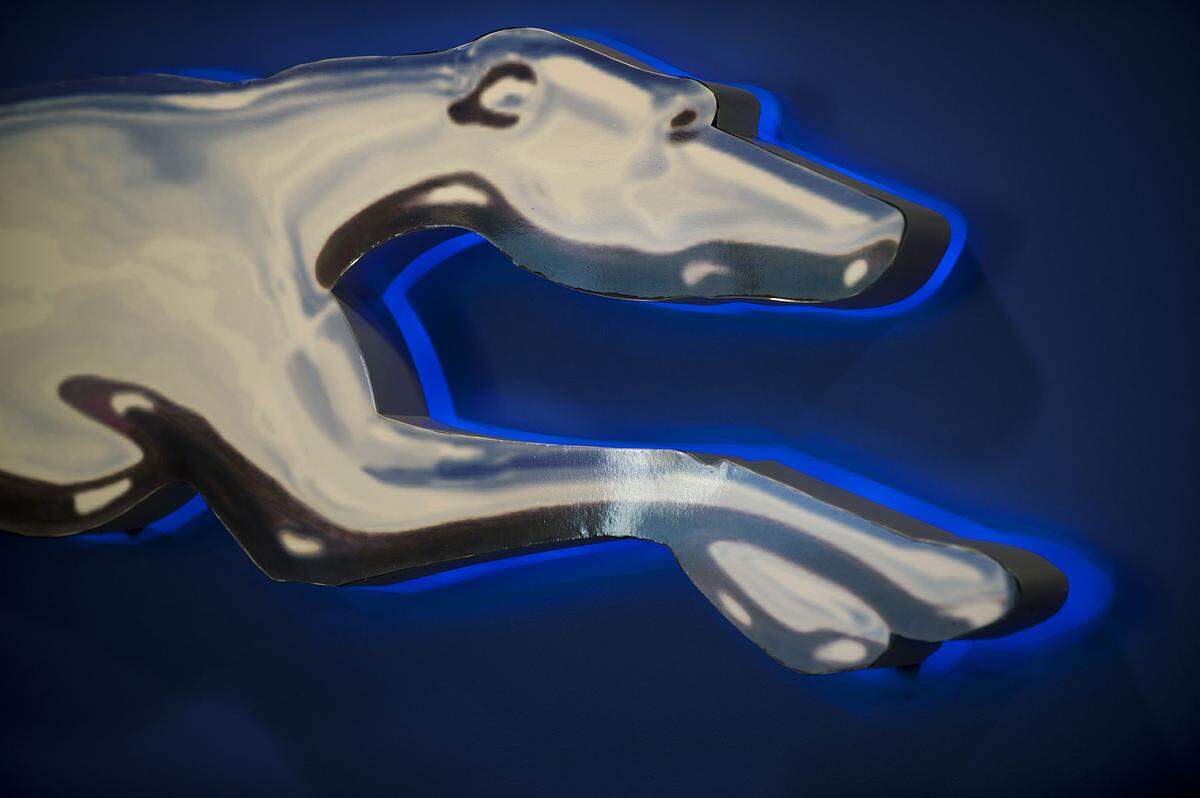 The Greyhound logo behind the ticket counter at the new Greyhound Bus terminal in Sacramento on Juy 12, 2011. What are the rules and best practices for children to follow if they are getting ready to ride Greyhound by themselves? 