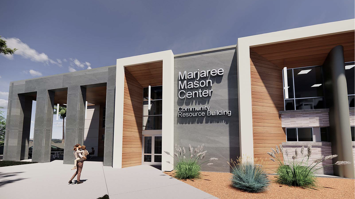 A rendering of the new Marjaree Mason Center Community Resource Building, scheduled to open in the coming months at 255 W. Bullard Ave.