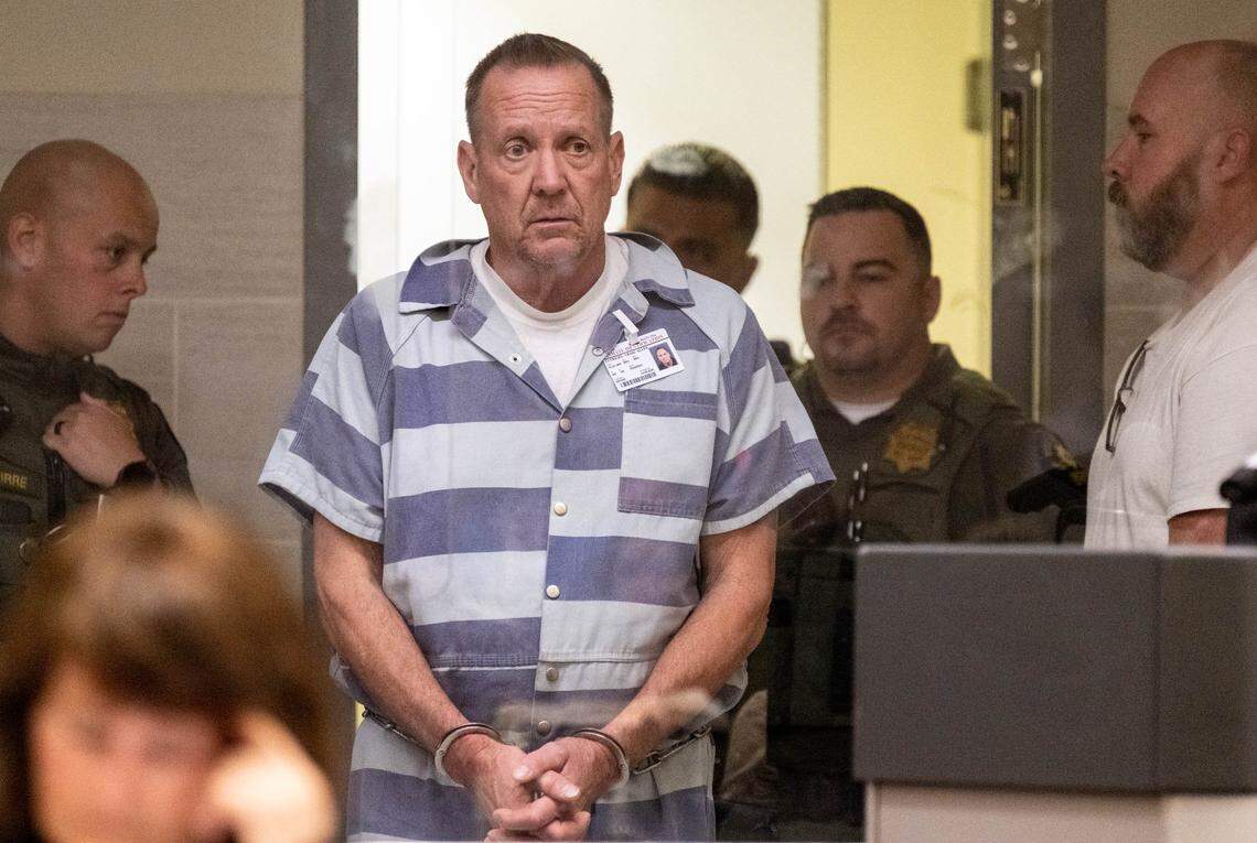 Devastating Pyrotechnics show producer Craig Allen Cutright appears in Yolo Superior Court in Woodland on Monday, April 13, 2026. His arraignment on seven counts of murder and other charges related to the Esparto fireworks explosion has been delayed until Thursday.