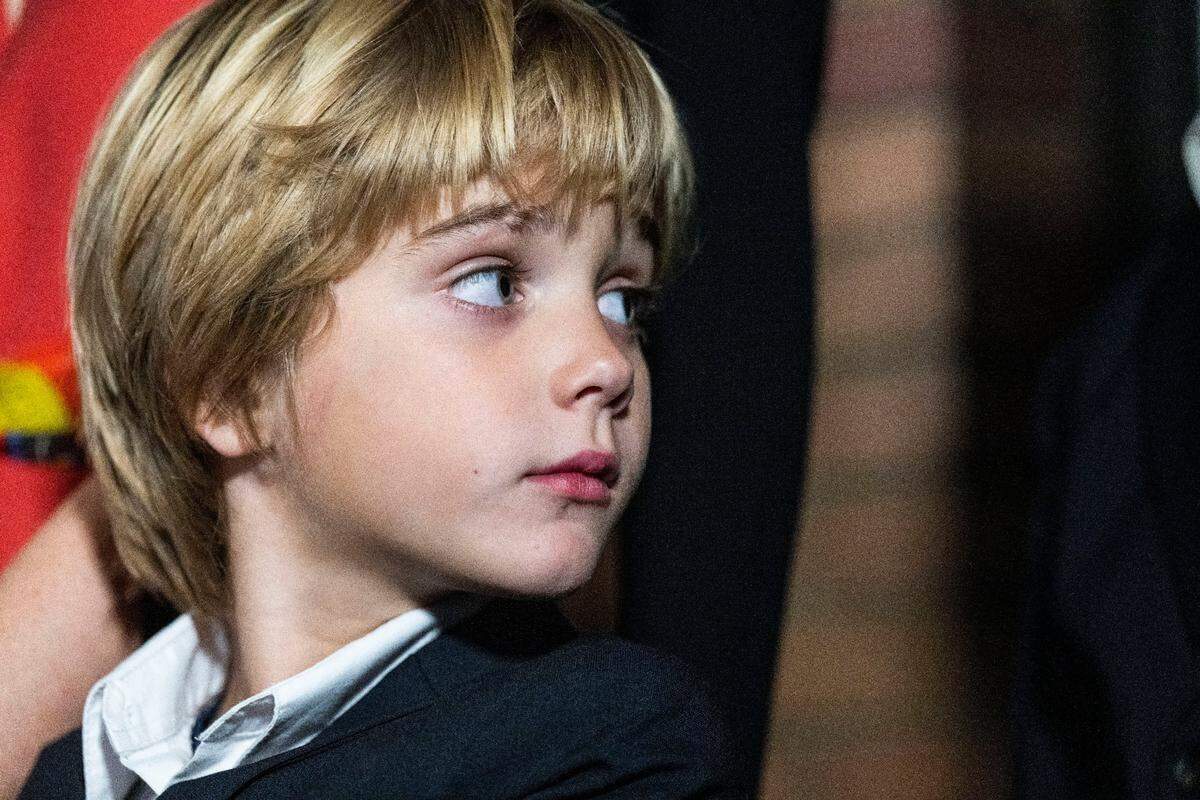 Dutch William Siebel Newsom, 6, attends a press conference with Gov. Gavin Newsom at a watch party for Proposition 1, which would add rights for abortion and contraception to the California constitution, on Tuesday, Nov. 8, 2022 at the Citizen Hotel in Sacramento.