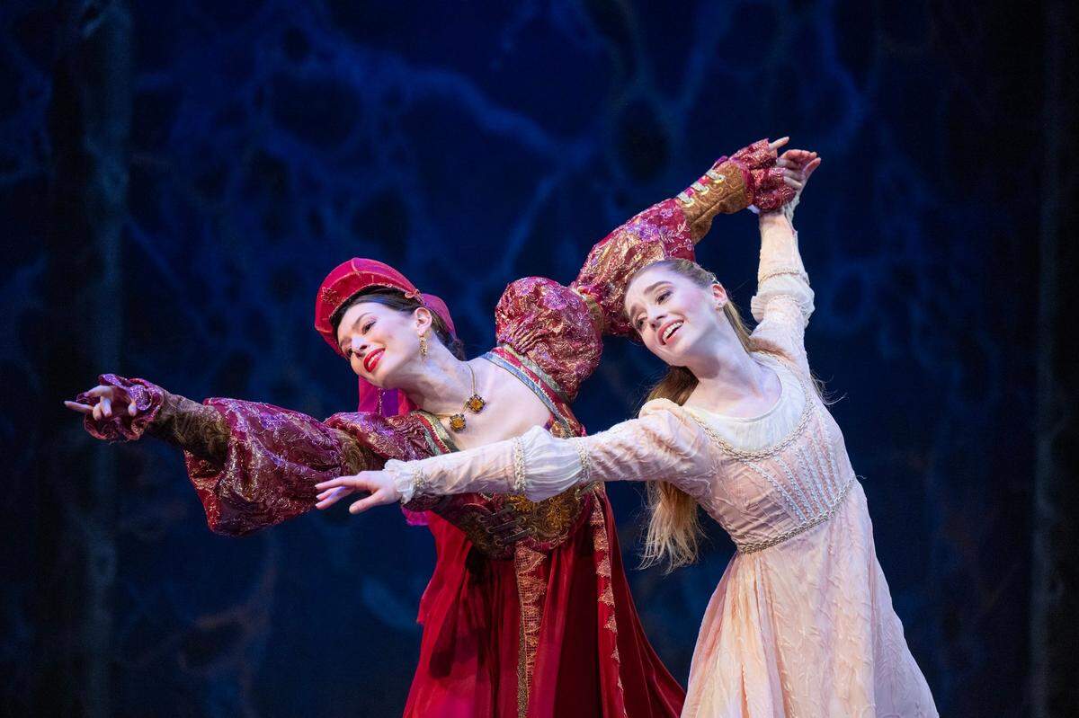 Mia Steedle (Juliet), right. and Julia Feldman (Lady Capulet) of the Sacramento Ballet perform in “Romeo & Juliet” during a dress rehearsal Wednesday.
