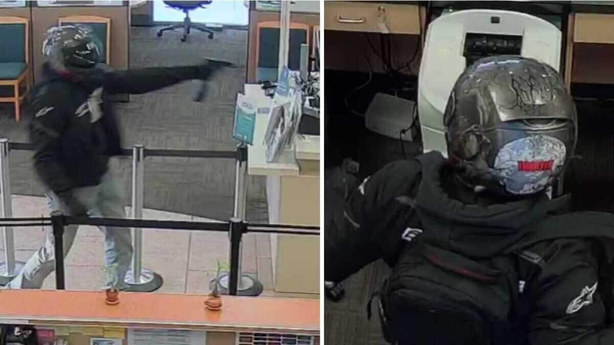 The Elk Grove Police Department is looking for a suspect who pointed a firearm Friday, March 28, 2025, at SchoolsFirst Credit Union bank employees and stole money before fleeing.