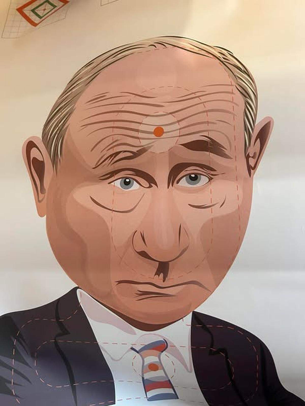 A bullseye marks the forehead of Russian President Vladimir Putin.