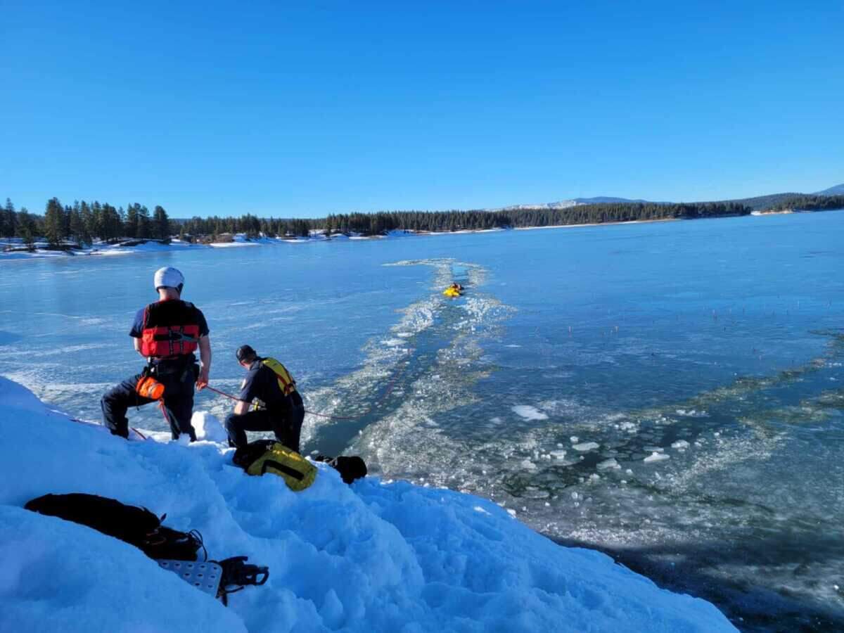 Authorities on Thursday Feb. 10, 2022, rescued a person who fell through the ice into the freezing water of Boca reservoir in Nevada County, California.