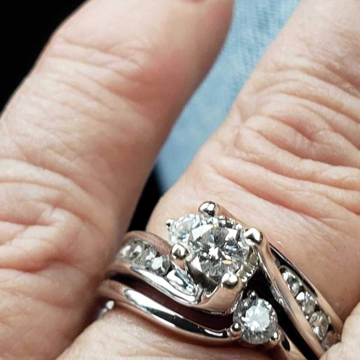 Dijon Evans shows her wedding ring. It was stolen right off her hand on Sunday, May 4, 2025.