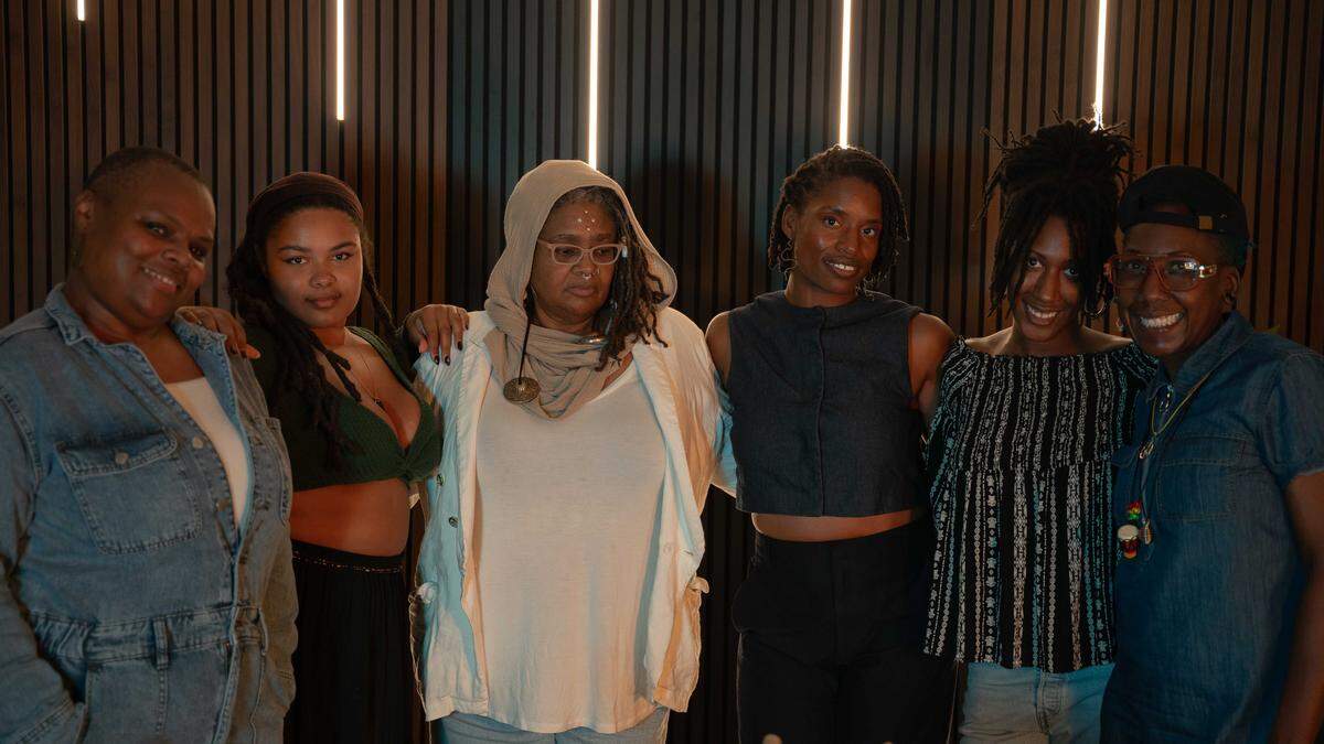 The cast and band for "Fire: Breathing in the Wild" from left to right: Nicole Gentry, Syrin, MmaMma Laura, Natachi Mez, Diamond Key and QLynn Smoove.