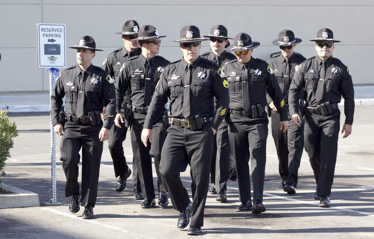 Law enforcement officers from throughout the region attended a celebration of life for fallen Marysville police officer Osmar Rodarte on Tuesday, April 8, 2025, at Hard Rock Live near Wheatland. 