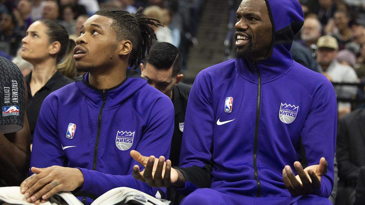 Sacramento Kings center Dewayne Dedmon (13) reacts during the game against the LA Clippers at Golden 1 Center on Tuesday, Dec 31, 2019 in Sacramento.
