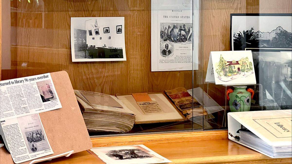 Benson Lossing’s “A History of the United States” sits in a display case at St. Helena Public Library.