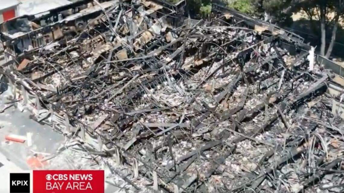 The fireworks fire destroyed the storage building.