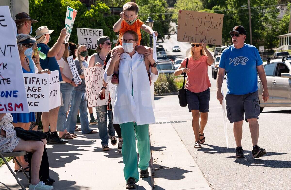 Protesters rally against racial injustice in Colfax on Wednesday.