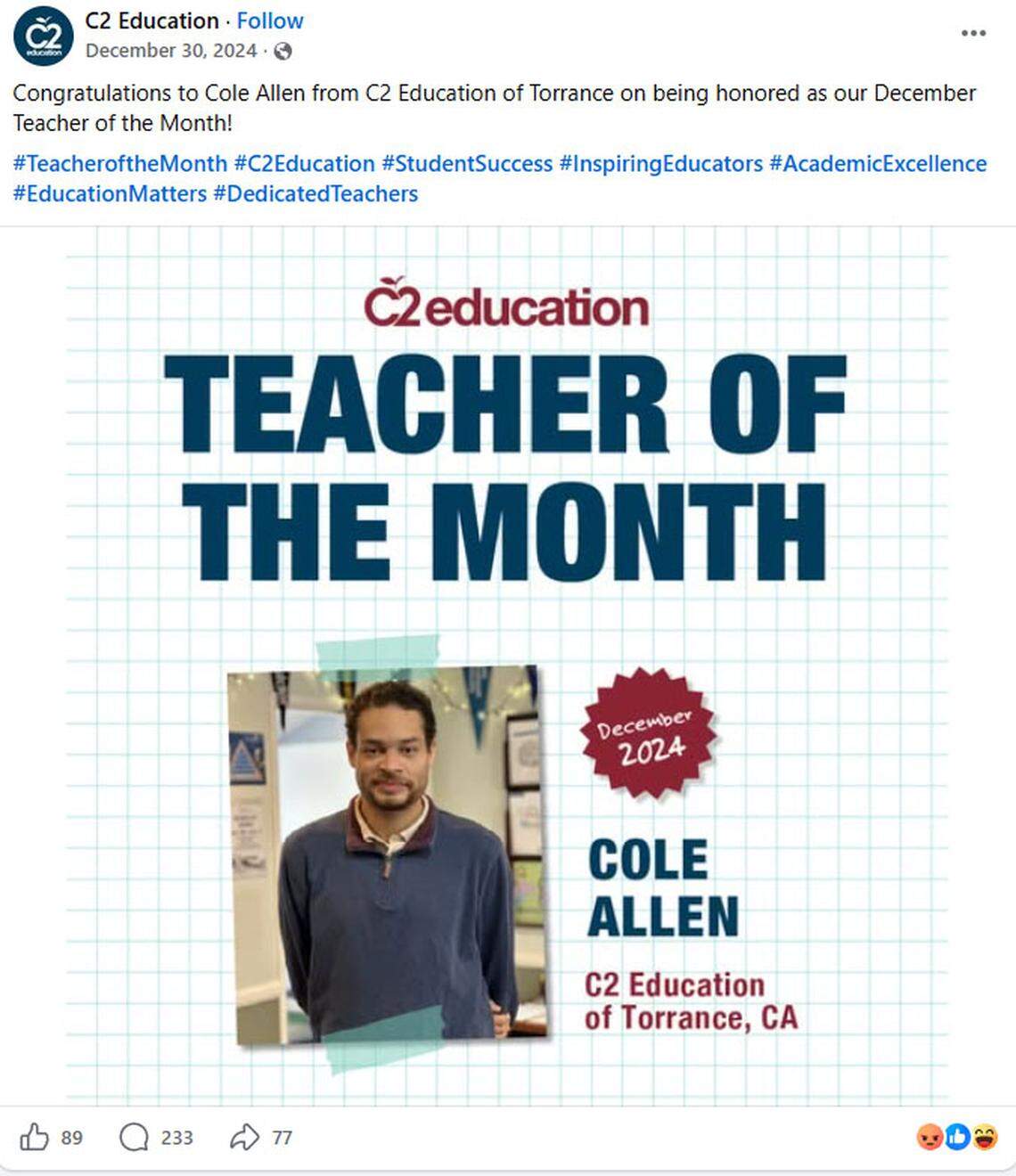 Frame grab of Facebook page for Cole Allen, named as the alleged shooter at the White House Correspondent’s dinner in Washington, D.C. on April 25, 2026.