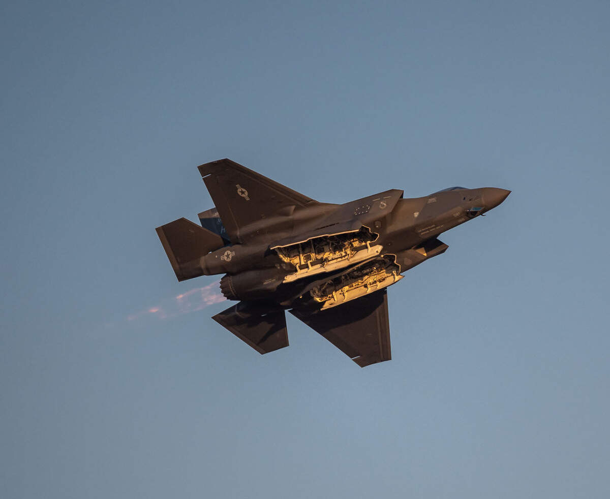 The F-35A Lightning II piloted by Maj. Kristin “BEO” Wolfe with the U.S. Air Force demonstration team flies low to give the crowd a look inside during the California Capital Airshow on Friday, Sept. 24, 2021, at Mather Airport in Sacramento.