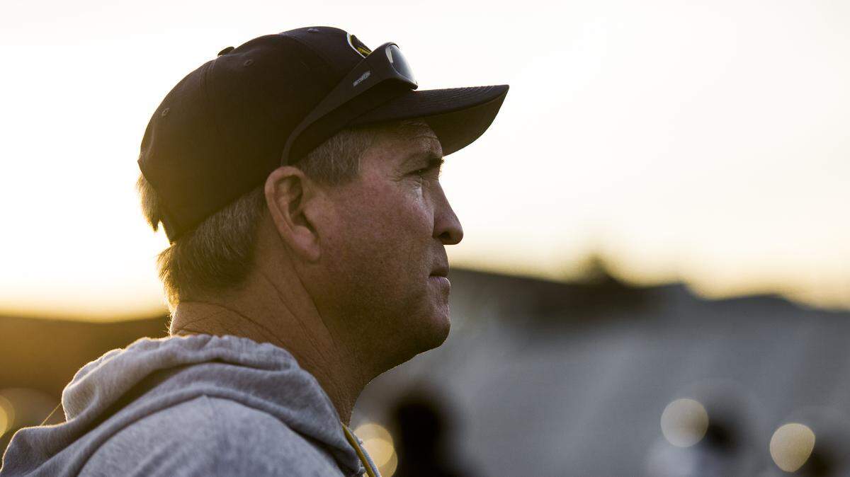 Inderkum head coach Terry Stark surveys his players during practice in Sacramento in 2015. 
