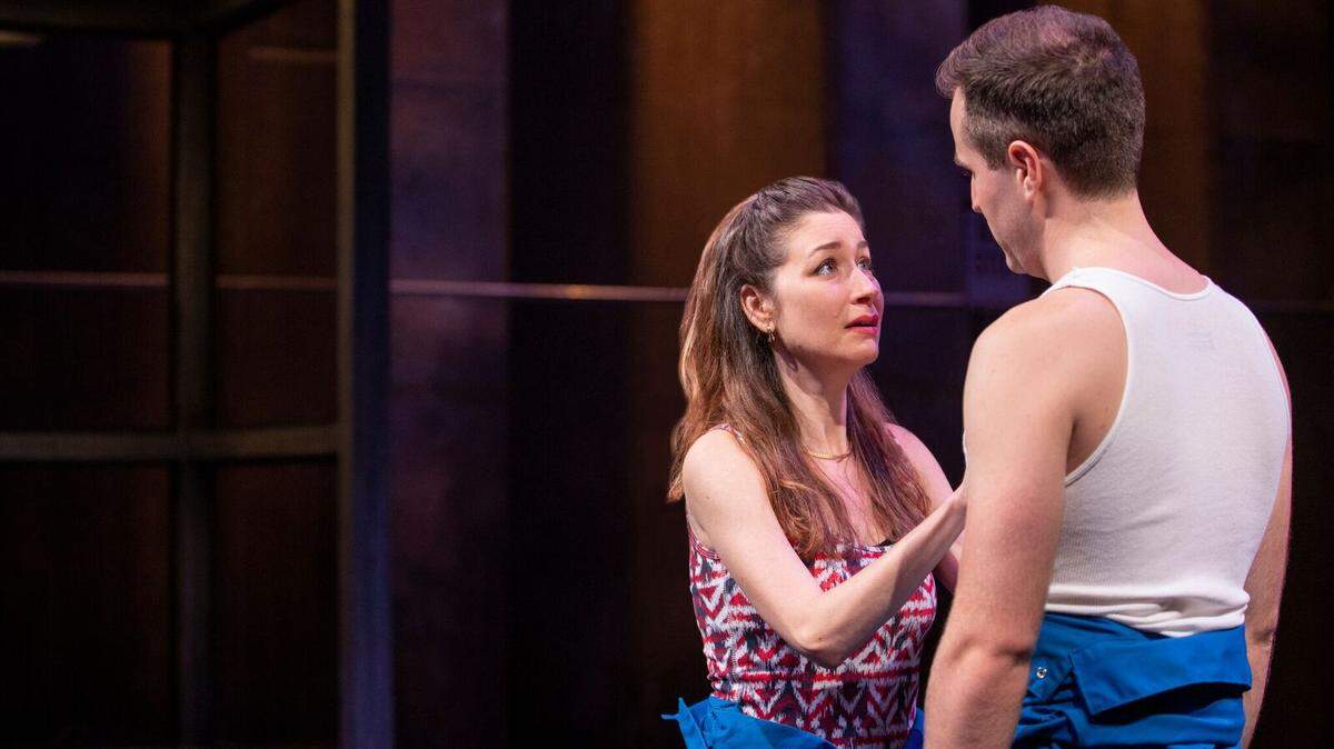 Dana Brooke, left, delivers a difficult performance as Darja, a twice-divorced, 42-year-old single mother with a lot on her hands, in Ironbound. Arusi Santi is poignant as Darja’s first husband, Maks.
