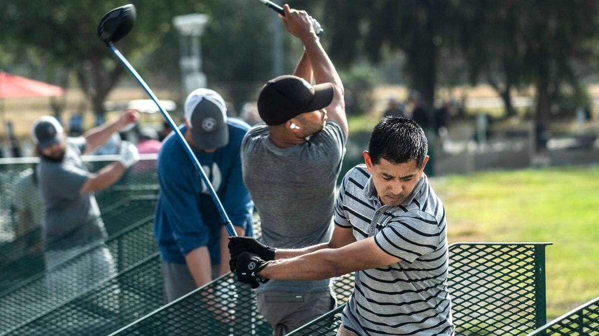 Randy Tagle of Rocklin swings Tuesday, Nov. 2, 2021 at the Haggin Oaks driving range.
