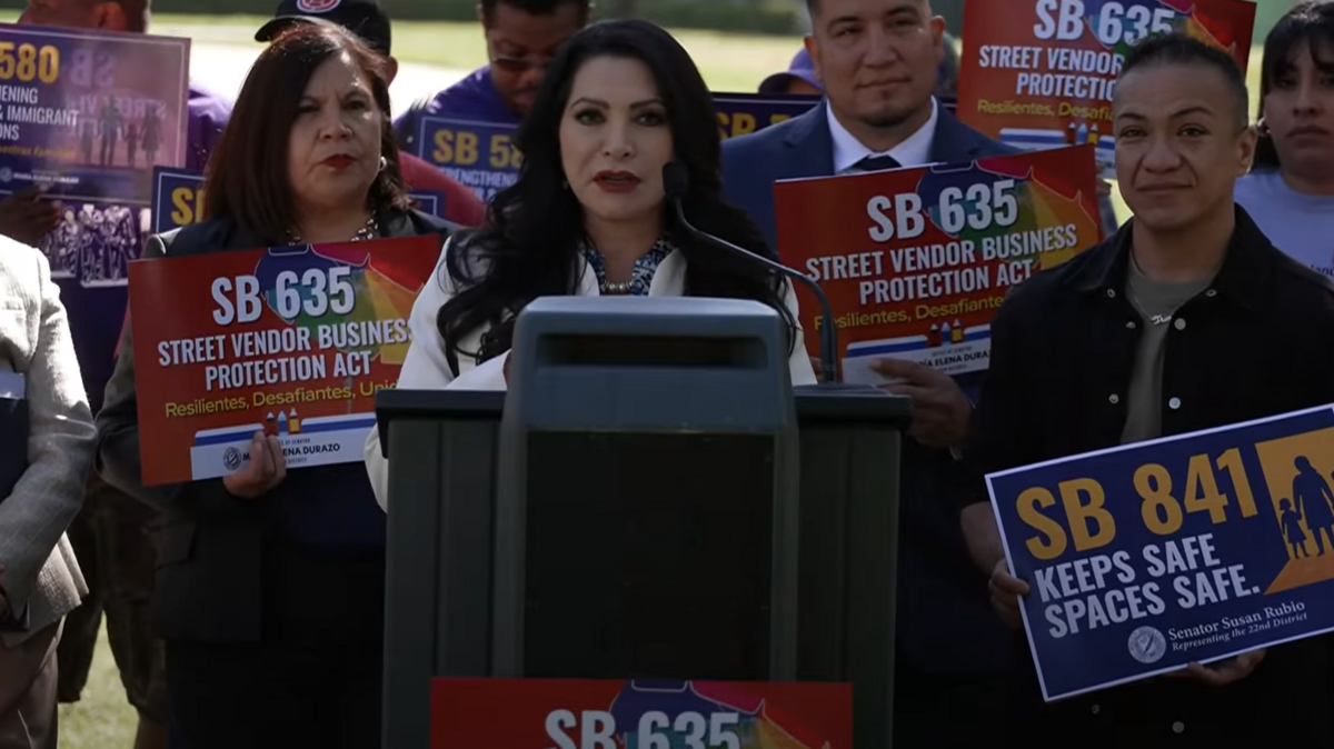 Sens. Susan Rubio and Maria Elena Durazo held a press conference highlighting bills that protect immigrant communities and survivors of domestic violence and trafficking.