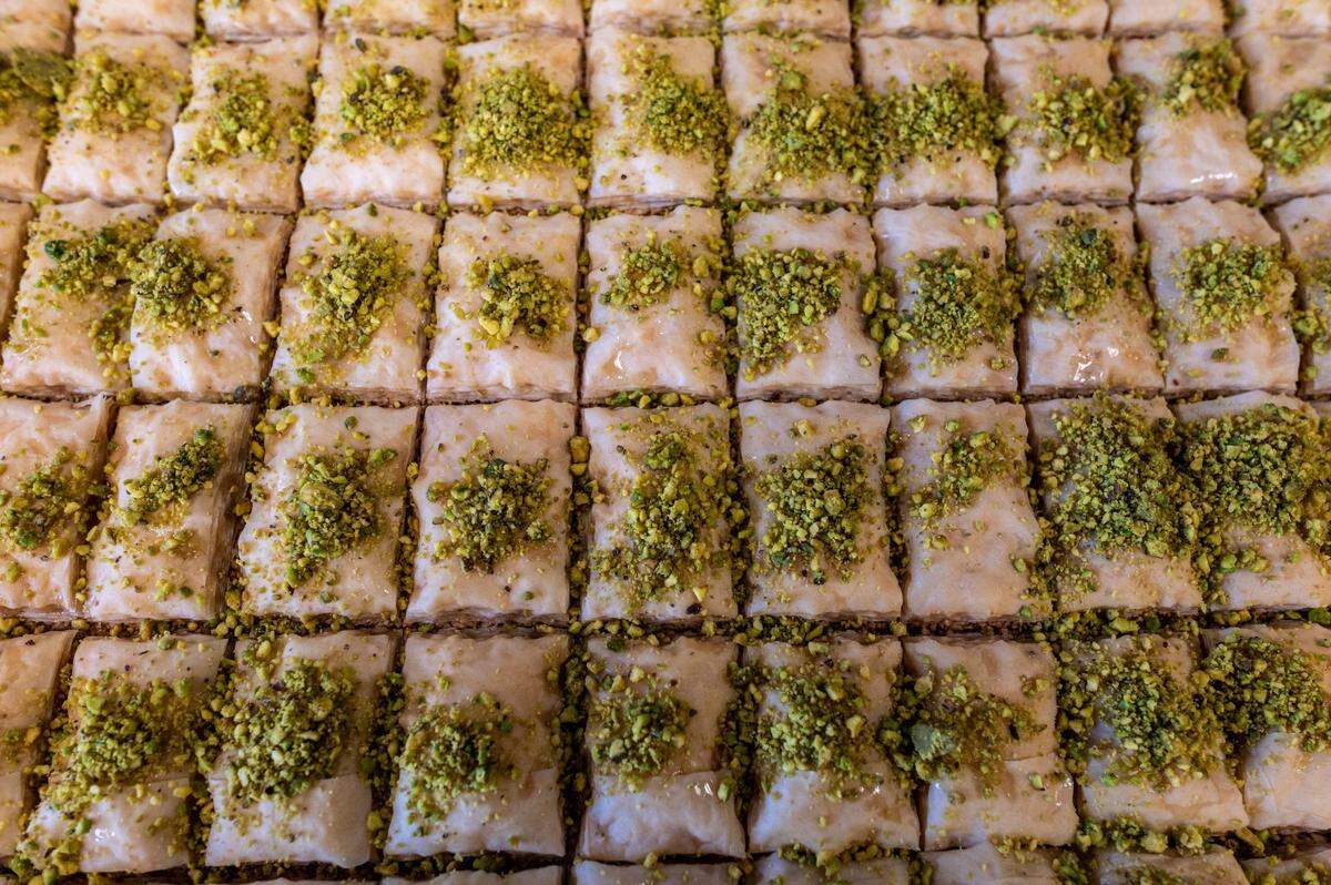 A tray of homemade baklava is ready to be served at Wallys Cafe in Rocklin on Tuesday, Feb. 9, 2021. Everyone who orders a meal is given a complimentary piece for dessert.
