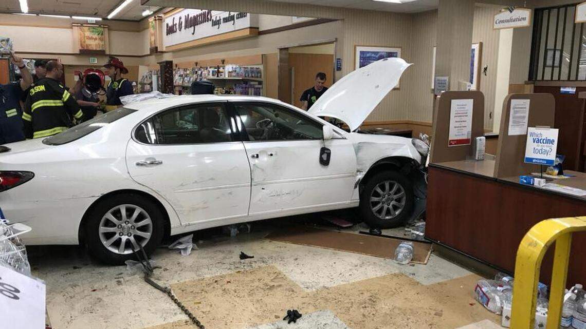 A vehicle crashed into a Raley’s supermarket Thursday on East Bidwell Street in Folsom. The driver was taken to an area hospital and the store was evacuated.