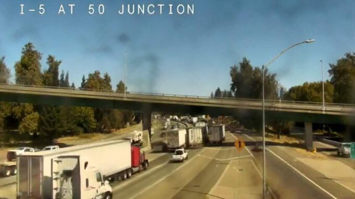 Traffic has slowed on Interstate 5 in downtown Sacramento late Tuesday morning as crews work to repair a large pothole, according to Caltrans and the California Highway Patrol.
