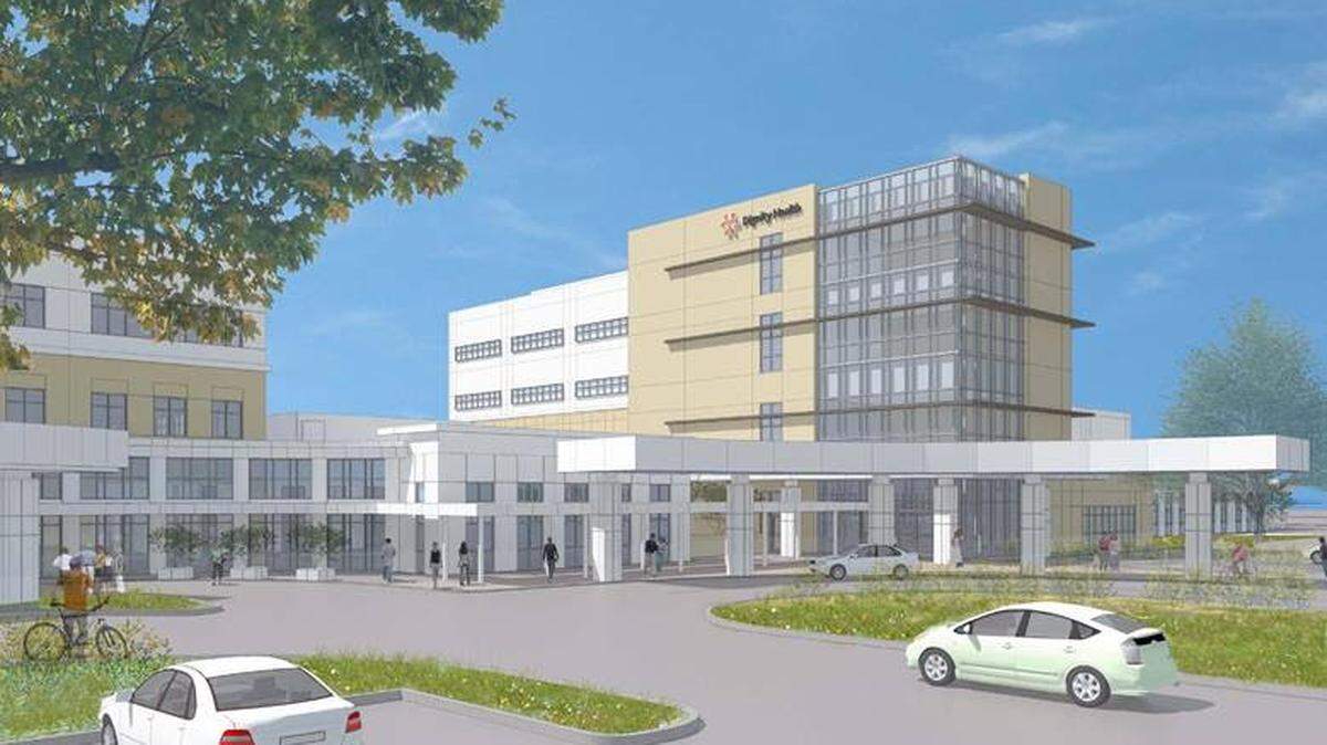A rendering shows of the planned development of near Elk Grove Boulevard and Wymark Drive, where Dignity Healthannounced plans to build Elk Grove’s first full-service hospital. Originally set to start construction in 2023, plans are on hold due to impacts of the COVID-19 pandemic.