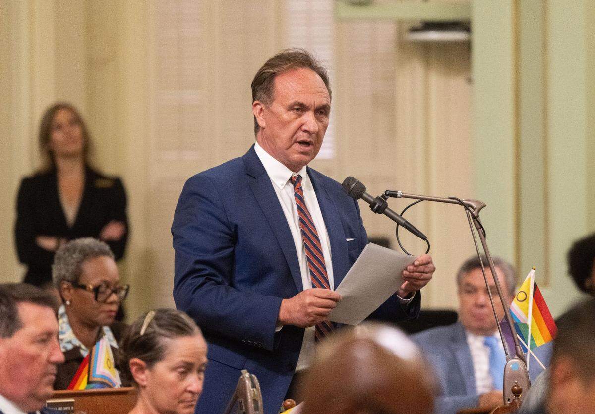 Assemblyman Rick Chavez Zbur, D-West Hollywood, reads AB 2943, one of several bills to address retail theft, on Monday. The bills were expected to pass the Senate later in the day and then head to Gov. Gavin Newsom for his signature.